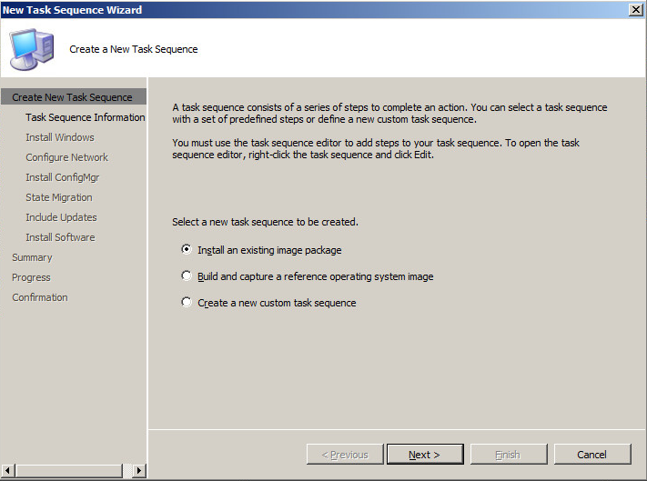 create new task sequence